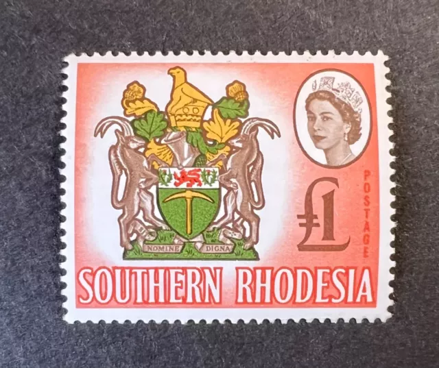 QEII Southern Rhodesia SG 105 (1964) £1 Brown, Y.Green, Buff & S.Pink, MM (2)