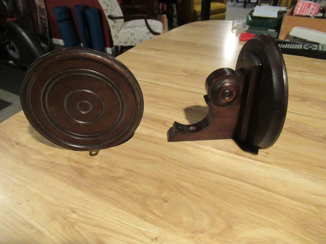 Pair Antique Architectural Salvage Ornate Decorative Wood Sconce Shelf Mahogany