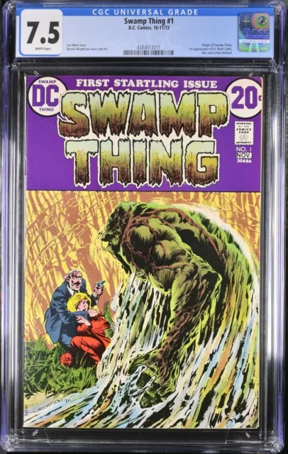 1972 Swamp Thing 1 CGC 7.5. Origin of Swamp Thing. 1st Solo Title.