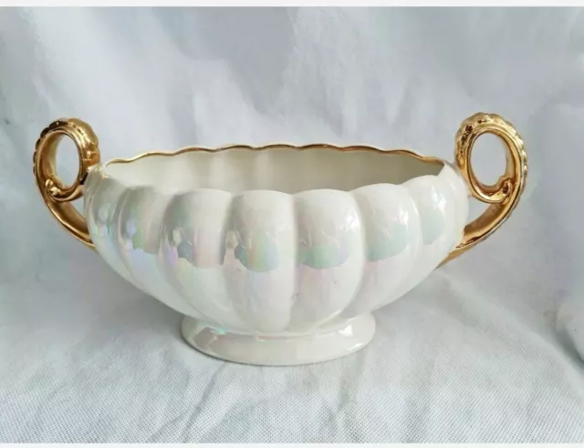 Vintage H.J. Wood..Burslem Pottery Pearlised Lustre Gold Bowl/Vase/Planter