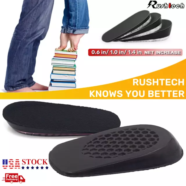 Universal Gel Height Increase Insoles Invisible Shoe Lifts Inserts Elastic Shock