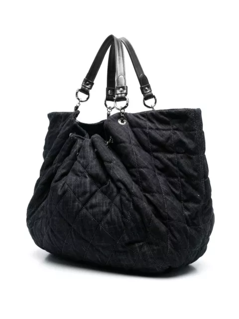 Chanel Brown Denim XL Coco Cabas Spirit Hobo Bag Chanel
