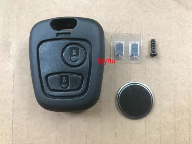 For Peugeot 107 207 307 CC SW 2 Button Remote Key Fob Case Shell Cover + Battery