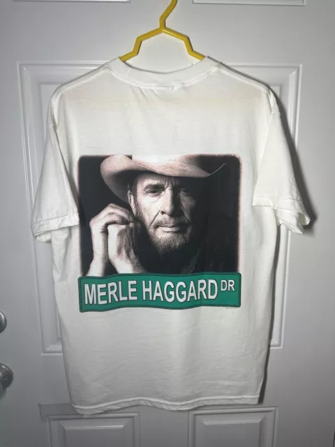 VTG MERLE HAGGARD Shirt Mens Large Motorcycle Cowboy Final Tour Outlaw ...