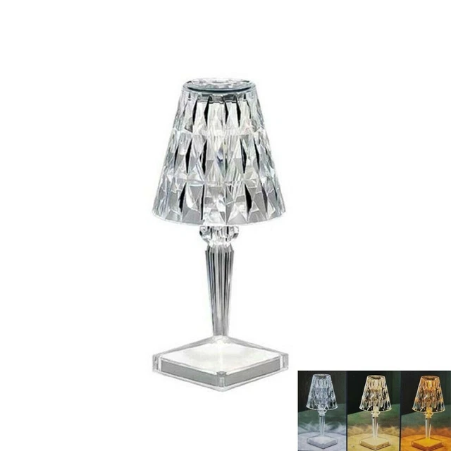 Lampada Tavolo Diamantata Ricaricabile Usb Effetto Cristallo Luce Decorativa