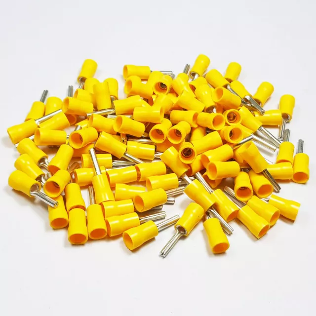 Insulated Straight Yellow Pin Terminal Connector Terminals Crimp Electrical
