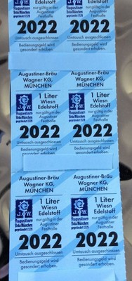 OKTOBERFEST 2022 BIERGUTSCHEINE 6xAugustiner EUR 55,00 - PicClick DE - Oktoberfest Preise 2022