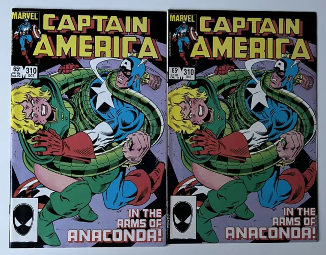 Captain America #310 - x2 Copies - 1st App Serpent Society - Marvel - MCU - 1985