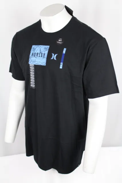 Hurley Men's 6040 Box Wave T Shirt Short Sleeve Soft Black