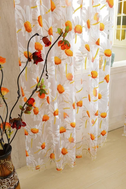 Pannello Per Tende  Con Finestra In Voile Di Girasole Tendaggi In Tulle