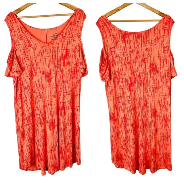 TORRID Womens 2X (2) Tie-Dye Stripe Super Soft Knits Cold Shoulder T-Shirt Dress