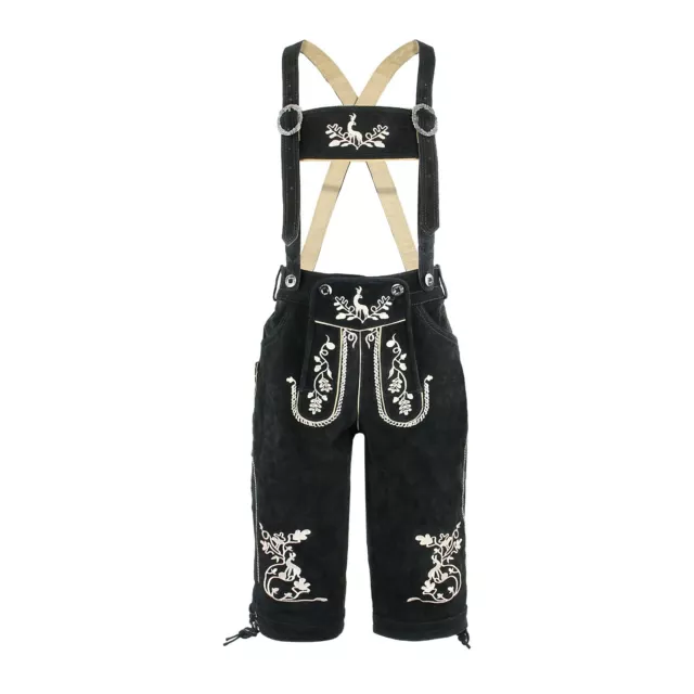 Trachtenlederhosen Trachten Herren lederhose Kniebund schwarz echtleder Neu