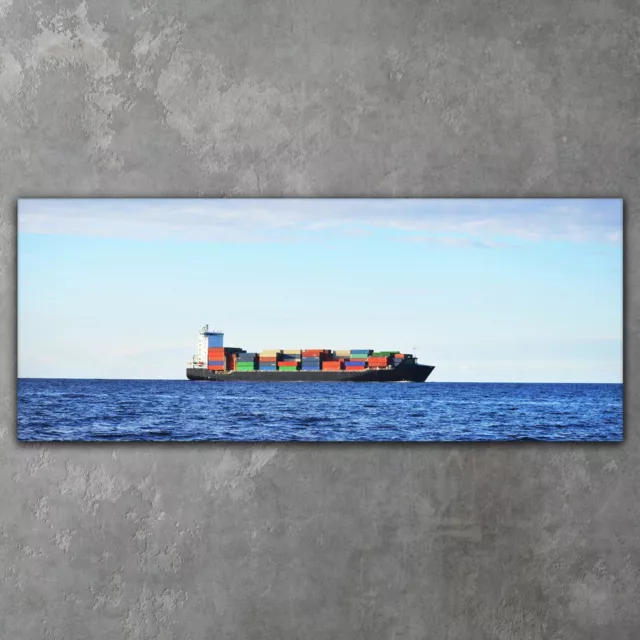 Canvas XXL Bilder Leinwand Deko Wohnzimmer Container Schiff auf See 125x50