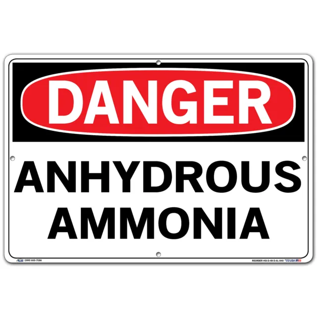 Vestil Danger Sign Sign Message ANHYDROUS AMMONIA Length 0.04 in Width 18.5 in
