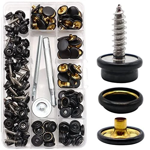 153 pcs Canvas Snap KitMetal Screws Upholstery Fasteners Marine Grade 3/8" So...
