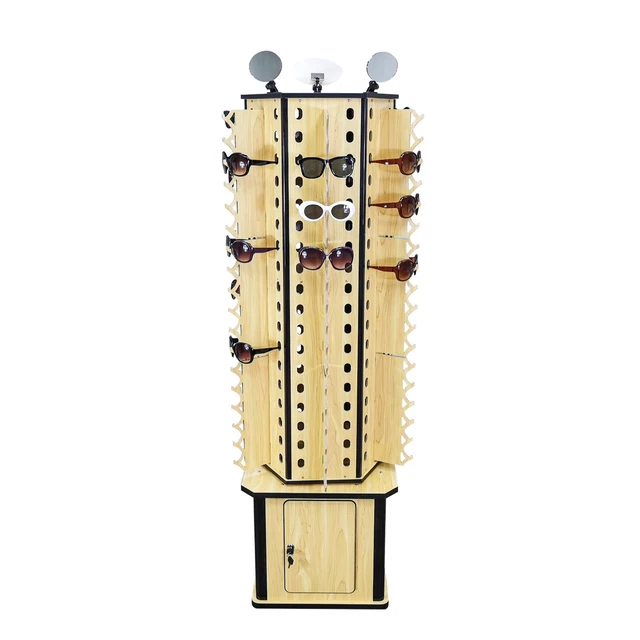 6-Sided Wood Floor Display Storage Holds 108-Pair Sunglass Readingglass Retail