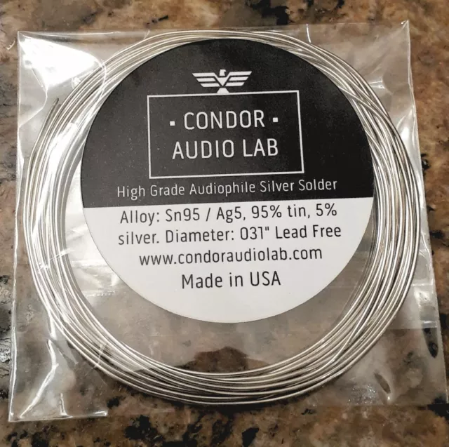Silver Solder Audio Grade Ultra Pure 5%Ag  Lead Free 10`ft - Made in USA 