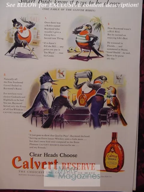 RARE Esquire Advertisement 1941 AD CALVERT reserve blended Whiskey! WWII Era