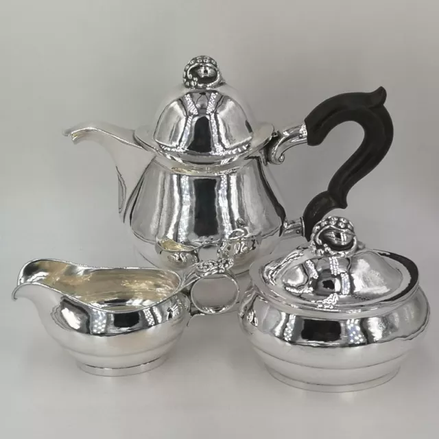 Art Deco Tee- oder Kaffeeset in Silber mit Granatapfel Dekoration aus Schweden