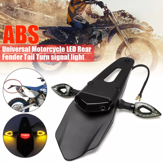 Universal Dirt Bike LED Rear Fender Tail Light Brake Black For Off Road Enduro