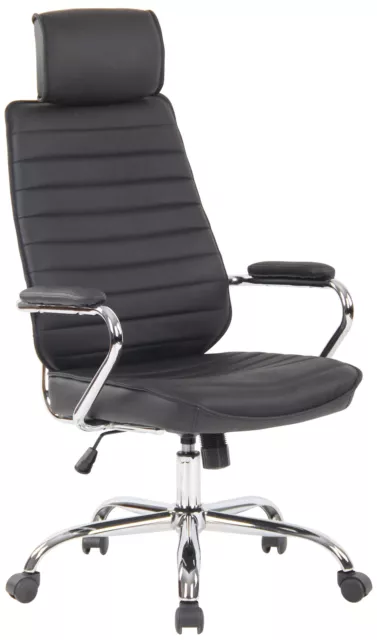 Chaise de Bureau Rako en véritable cuir Pied en Métal Chromé Ajustable Pivotant