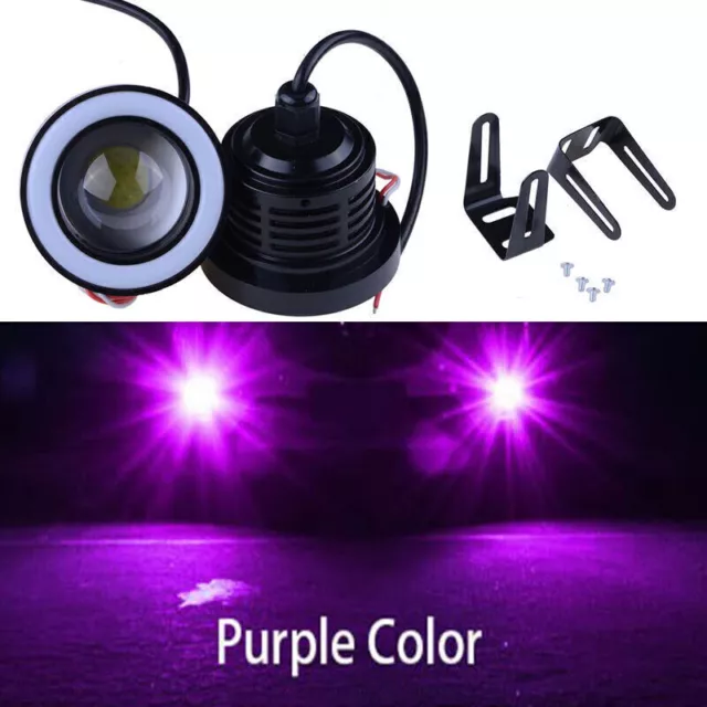 3.5in Car Angel Eye Purple Halo Ring LED DRL Projector Fog Driving Light Lamp .