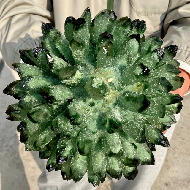 10.9LB New Find Green Phantom Quartz Crystal Cluster Mineral Specimen Healing 2