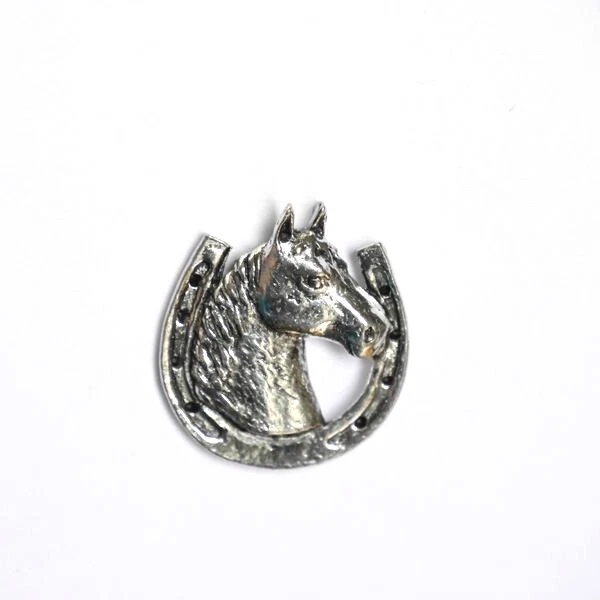 Cabeza de Caballo Con Herradura Pin de Solapa Pin Caballo Regalo Agujón Nuevo