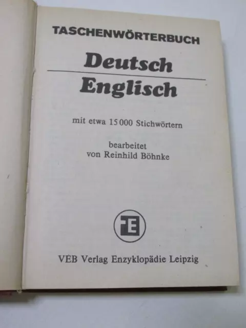 2 x DDR Taschenwörterbuch Deutsch - Englisch / Englisch- Deutsch Kunstleder 1987 2