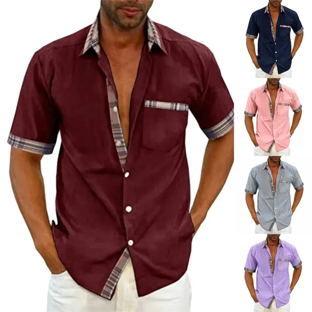 POLYESTER MEN SHIRT Slim Fit With Pocket Button-down Shirt Plaid ...