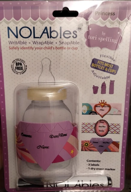 NoLAbles Bottle or Cup Name Label with Marker by Tori Spelling Girl