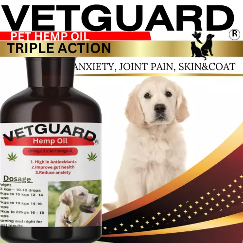 Vetguard - Cold Pressed Organic Hemp Oil For Pets- Large 60Ml 3