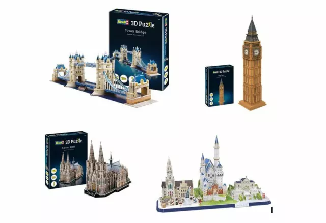 Revell 3D Puzzle, Auswahl Eiffelturm, Big Ben, Kölner Dom, Neuschwanstein