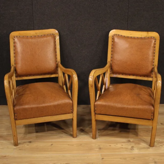 Paire de fauteuils meubles chaises de design en cuir moderne vintage salon 900