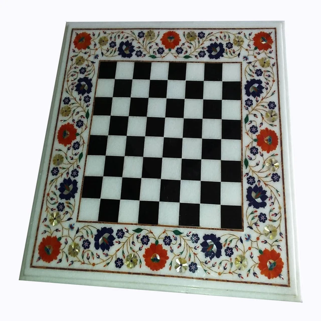 Table De Jeux D'échecs En Marbre – Palazzo INT, Style Antique, Noir Et Blanc, Intérieur/extérieur