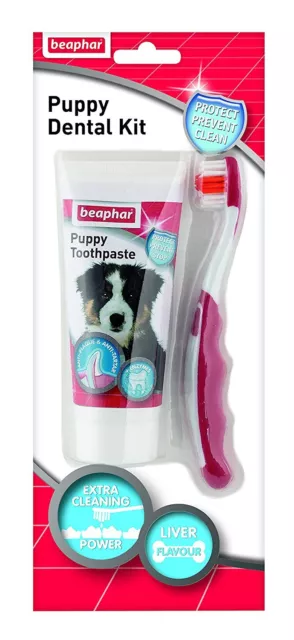 Beaphar Perro Cachorro Dental Kit: Cepillo Dientes Y Pasta de Dientes 50g