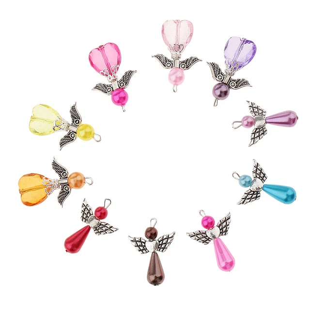 60 Stück Gemischte Engel Fee Ohrring Charms Anhänger Zubehör Zubehör,