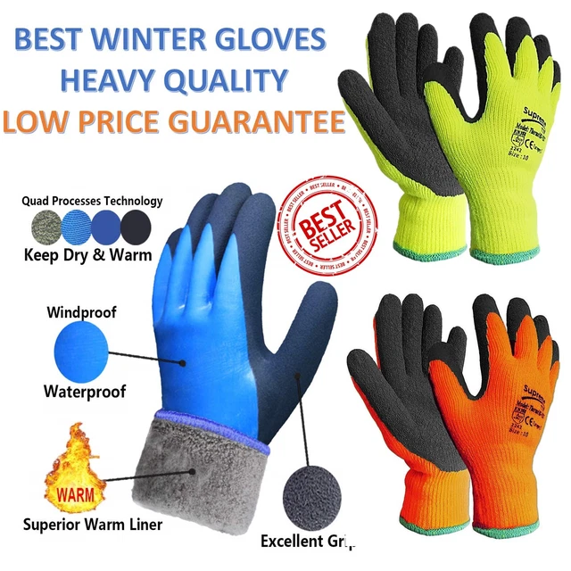 WATERPROOF THERMAL LINED Winter Work Gloves Mens Freezer Warm Safety Gardening £5.99 PicClick UK