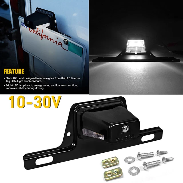 Trailer LED License Plate Light Bracket Mount Universal 12V DC For RV Boat Truck