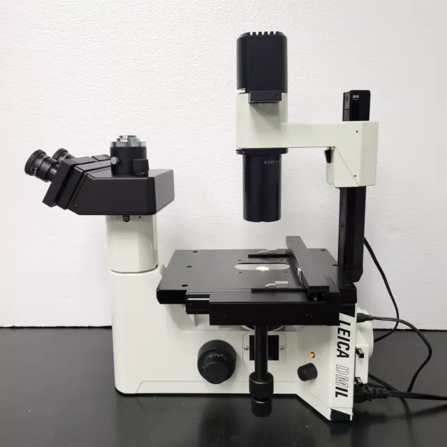 Leica Microscope DMIL Phase Contrast with Fluorescence Option & Trinocular Head 2