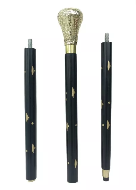 Vintage Antique Brass Handle Knob Wooden Walking Stick Cane Gift Handmade style