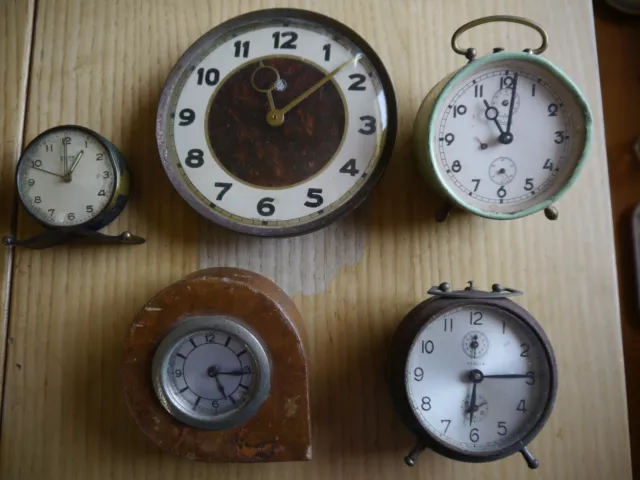 5 sveglie orologi da parete tavolo vecchi vintage DA REVISIONARE