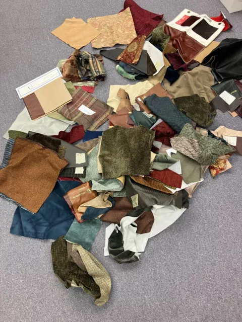 Leather & Fabric Samples over 100 Swatches Lot Crafts DIY Patchwork all sizes