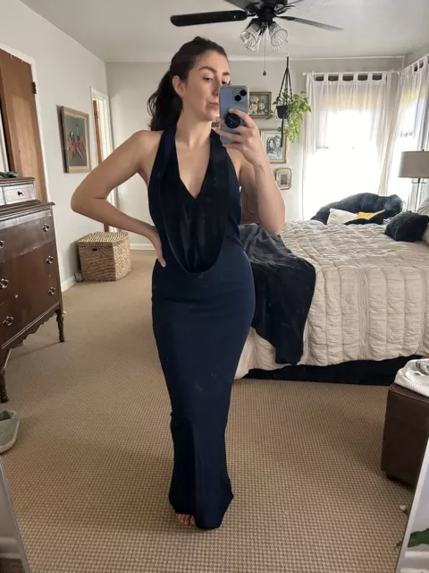 Navy & Black Stella McCartney Halter Gown