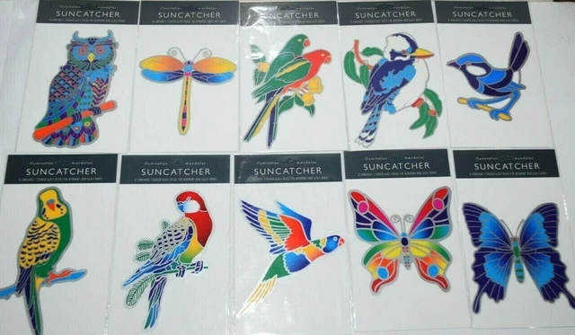 Suncatcher Sticker decal window bumper Stained Glass door Birds Butterfly