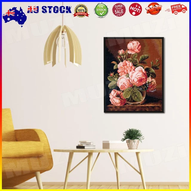 Hdfvlfdsa Kreuzstich-Set Katze & Hortensie - 40x50cm DIY Stickpackung