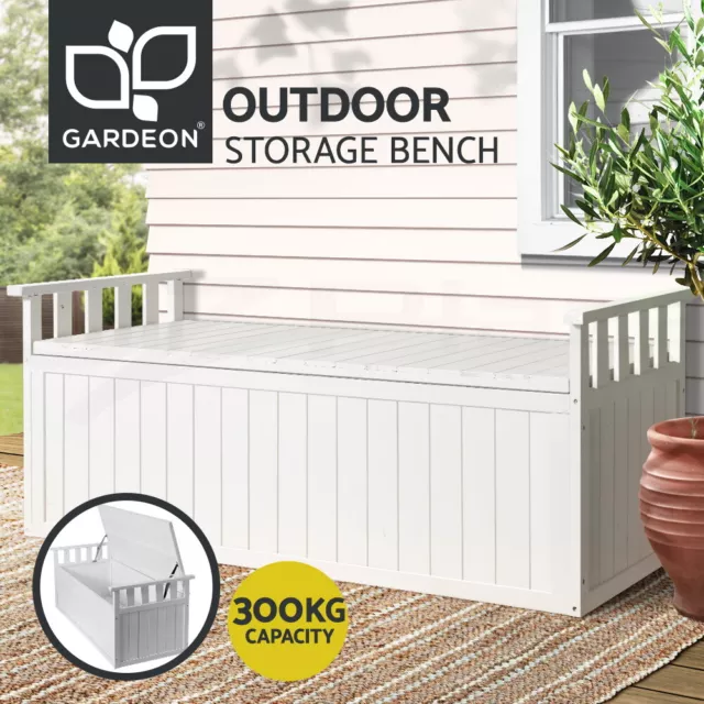 Gardeon Outdoor Storage Bench Box 129cm Wooden Garden Chest Tool Toy Sheds XL