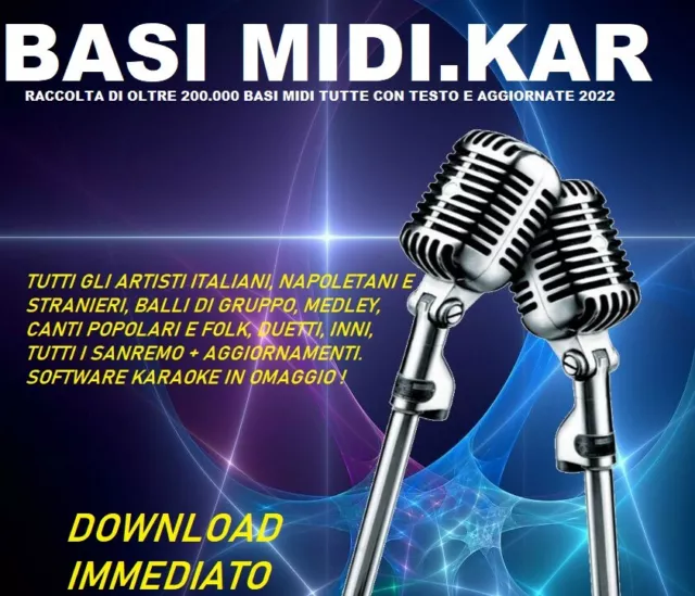Basi Karaoke Raccolta Completa E Agg.2022 Con Oltre 200.000 Midi Con Testo 