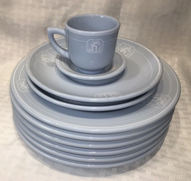 10 Piece Set Platinum Blue Lamberton Scammell Railroad Boston NYNH Art Deco Nude