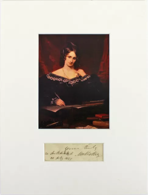 Mary Shelley "Yours Truly" Signed & Matted 1.35x4.75 Cut Signature Display BAS